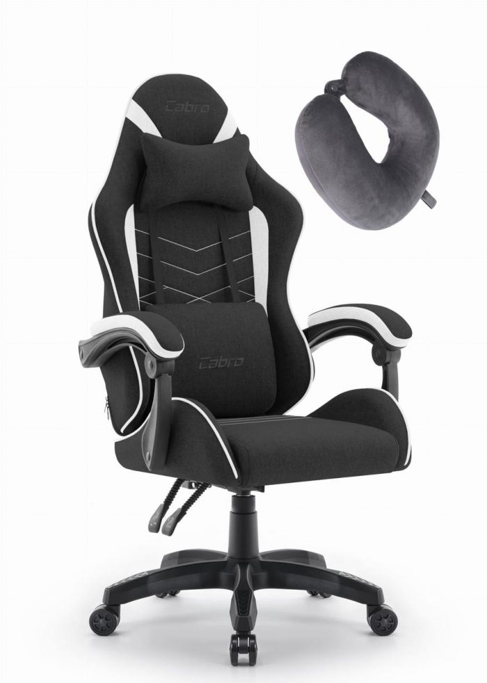 Ігрове крісло CABRO C500 FABRIC чорно-біле комфорт та стиль для тривалих ігор - Зображення 1