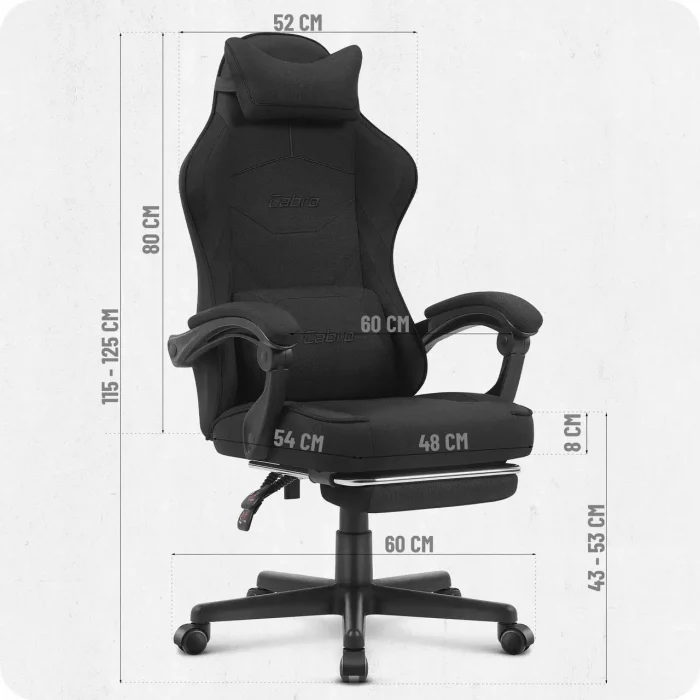 Ігрове крісло Cabro C502 Black Fabric максимальний комфорт та стиль для вашої гри - Зображення 5