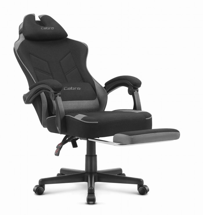 Ігрове крісло CABRO C504 FABRIC чорно-сіра тканина стильний дизайн та комфорт - Зображення 3