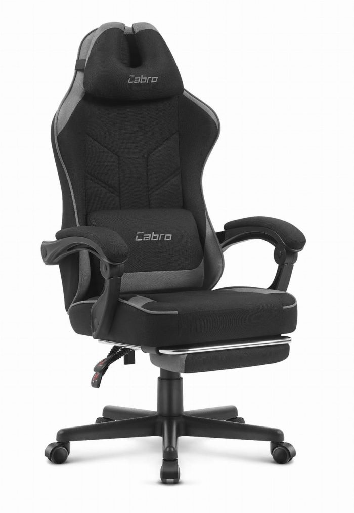 Ігрове крісло CABRO C504 FABRIC чорно-сіра тканина стильний дизайн та комфорт - Зображення 1
