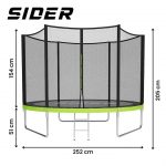 Батут з зовнішньою сіткою Sider 252 см FT 8 (244-252 см) ідеальний для активного відпочинку - Зображення 4
