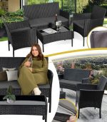 Комплект садових меблів Gordon з ротангу Чорний - Зображення 2