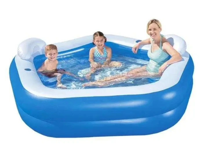 Круглий надувний басейн синій Bestway 213 x 206 см 54153 - Зображення 1