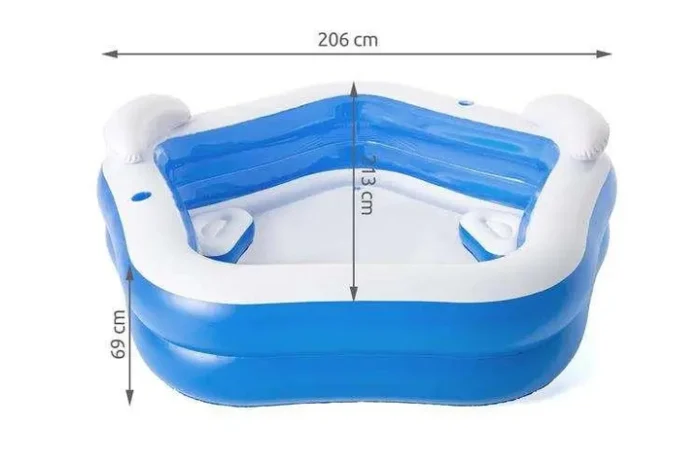 Круглий надувний басейн синій Bestway 213 x 206 см 54153 - Зображення 6
