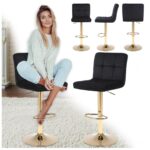 Барний стілець RAFA03-BL-GL чорний оксамит на золотій ніжці