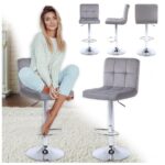 Барний стілець RAFA03-GR-CH сірий оксамит, хромована основа