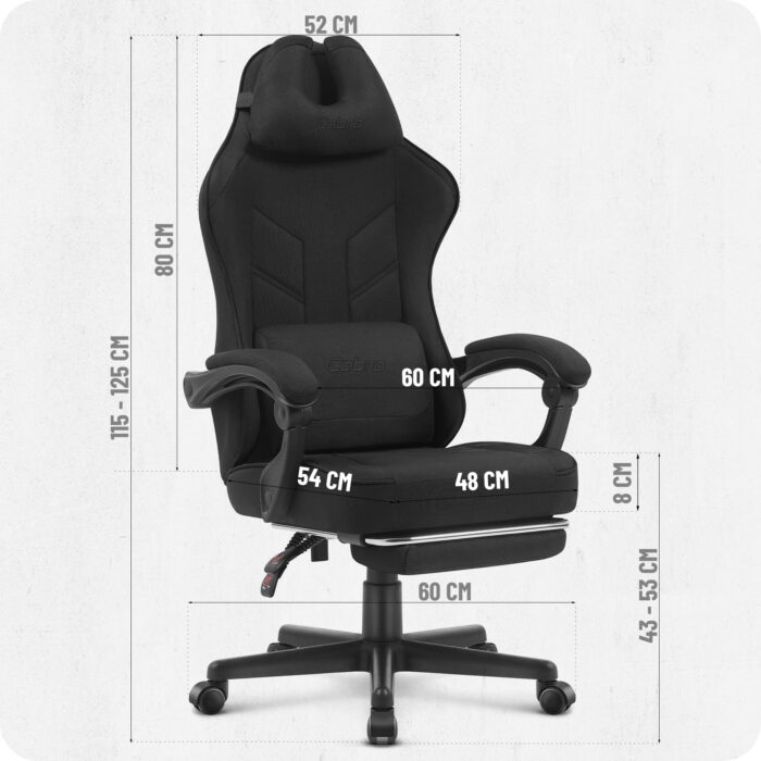 Ігрове крісло Cabro C504 чорне-тканина - Зображення 10