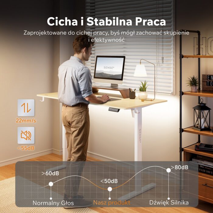 Геймерський стіл SENSE7 Nojo LIGHT 140 см x 70 см ( White , pine) - Зображення 5