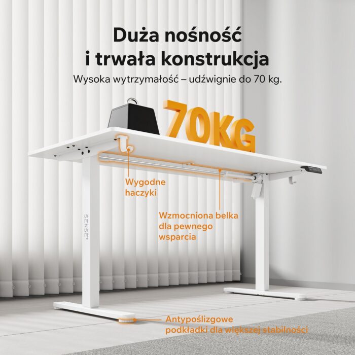 Геймерський стіл SENSE7 Nojo LIGHT 140 см x 70 см ( White ) - Зображення 3