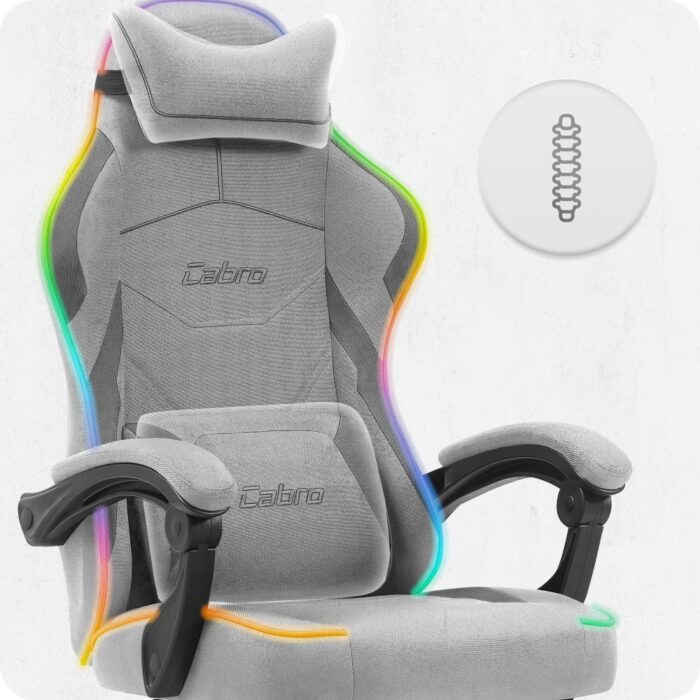Ігрове крісло Cabro C502 світлодіодне сіре -тканина - Зображення 6