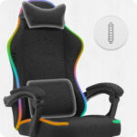 Ігрове крісло Cabro C502 світлодіодне чорне-тканина - Зображення 6