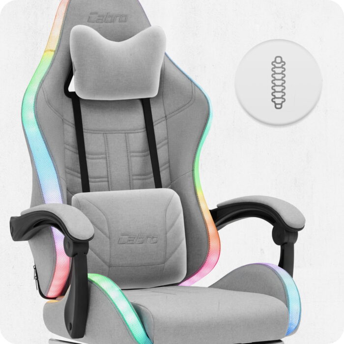 Ігрове крісло Cabro C501 світлодіодне сіре-тканина - Зображення 8