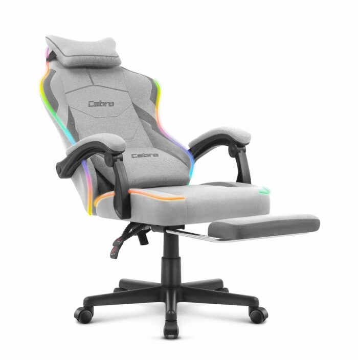 Ігрове крісло Cabro C502 світлодіодне сіре -тканина - Зображення 4