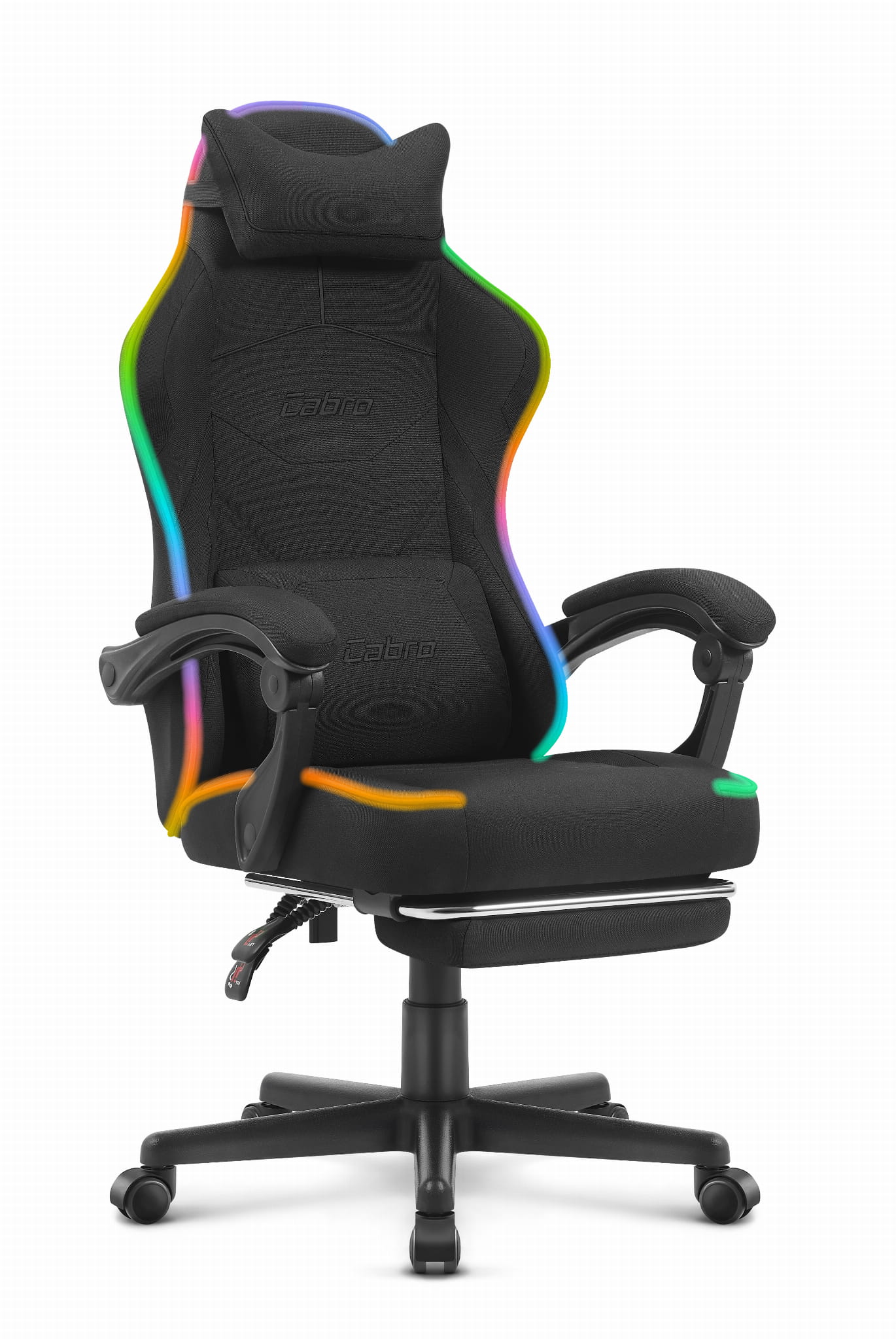 C502-all-black-2LEDr2 Ігрове крісло Cabro C502 світлодіодне чорне-тканина - Зображення 1