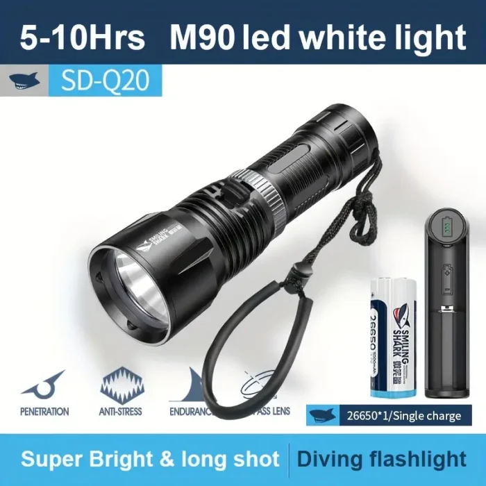 Ліхтарик LED SMILING SHARK M90 15 см для дайвінгу - Зображення 1