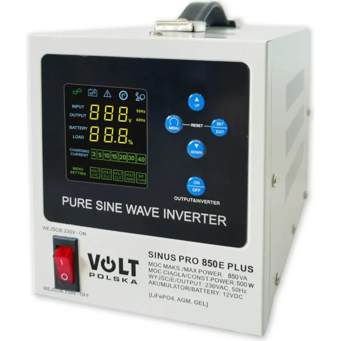 ДБЖ Volt Polska SINUS PRO 850 E PLUS 12/230 500/850Вт AGM, GEL, LiFePO4 3SPM08012M - Зображення 1