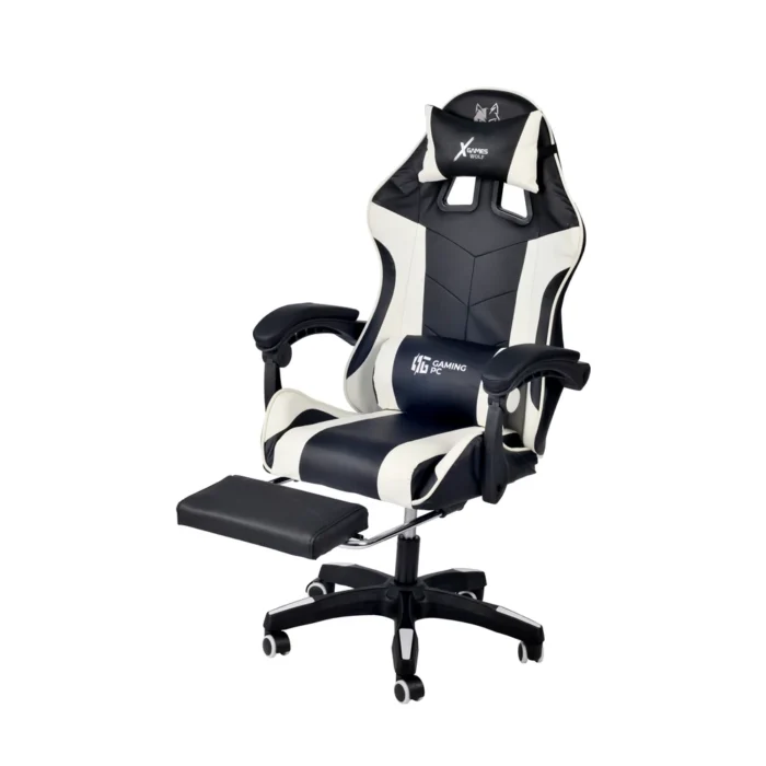 Геймерське крісло Ekspand FG02, чорно-біле екошкіра - Зображення 2