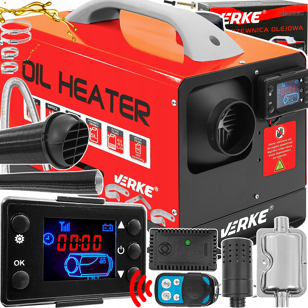 6878060919_w640_h640_6878060919 Автономний дизельний нагрівач Verke V80061 12кВт 230В/12В - Зображення 1
