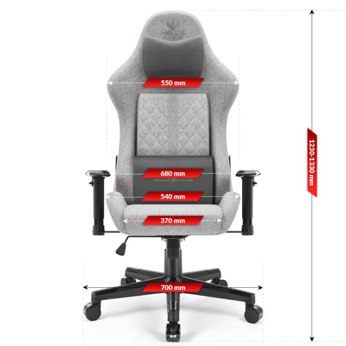 Геймерське крісло Hell's Chair HC-1006 Grey Black тканина - Зображення 10