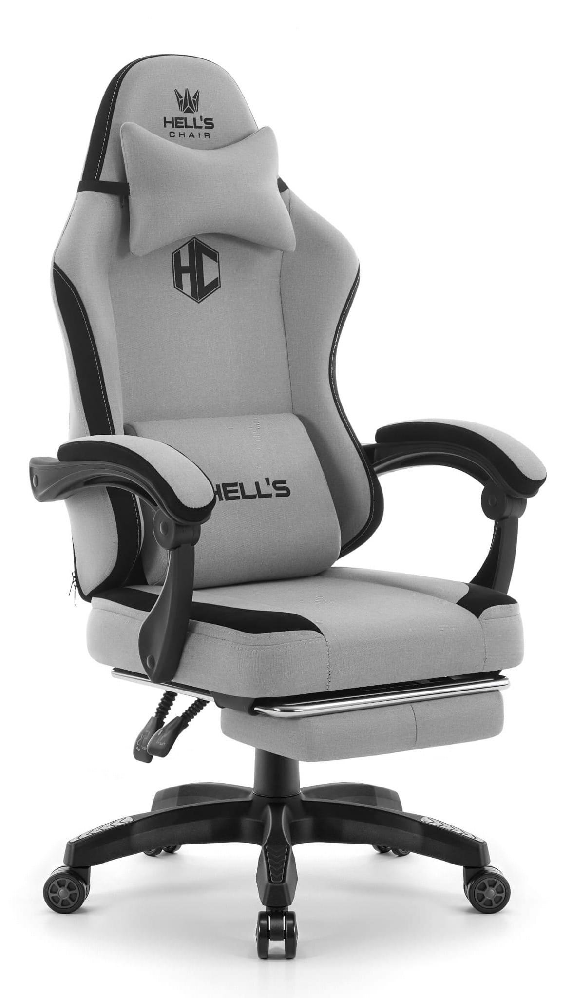 Fotel-gamingowy-Hells-Chair-HC-1016-Grey-Black-Szary-Czarny-Tkanina Геймерське крісло Hell's Chair HC-1016 Gey Black тканина - Зображення 1