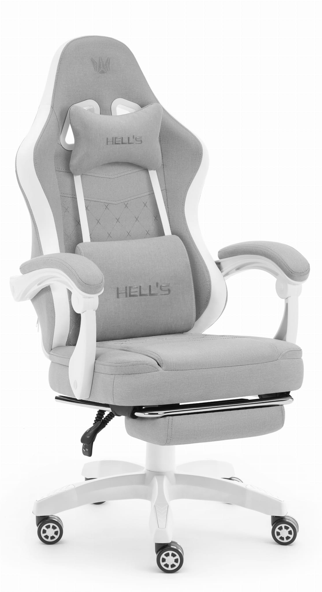 Fotel-gamingowy-Hells-Chair-HC--1015-Grey-White-Szary-Bialy-Tkanina Геймерське крісло Hell's Chair HC-1015 Grey White тканина - Зображення 1