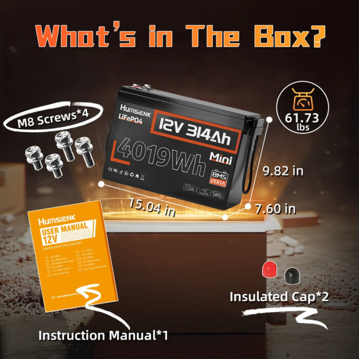 Міні-акумулятор Humsienk LiFePO4 12V 314Ah 200A - Зображення 3