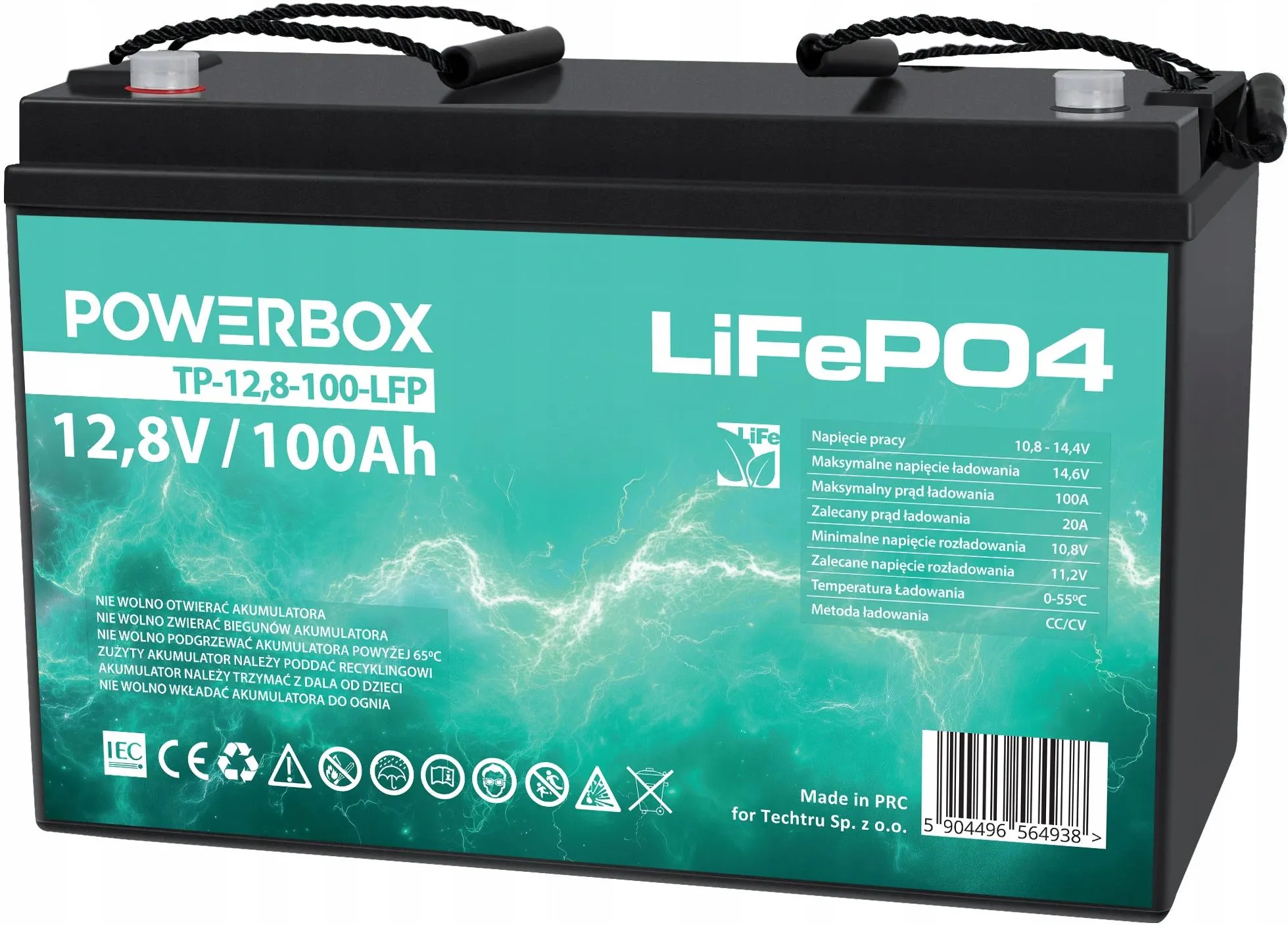i-bateria-do-zasilaczy-awaryjnych-ups-powerbox-lifepo-100ah-12-v (1) Акумулятор Powerbox TP-12.8-100-LFP 12 В 100 Аг - Зображення 1